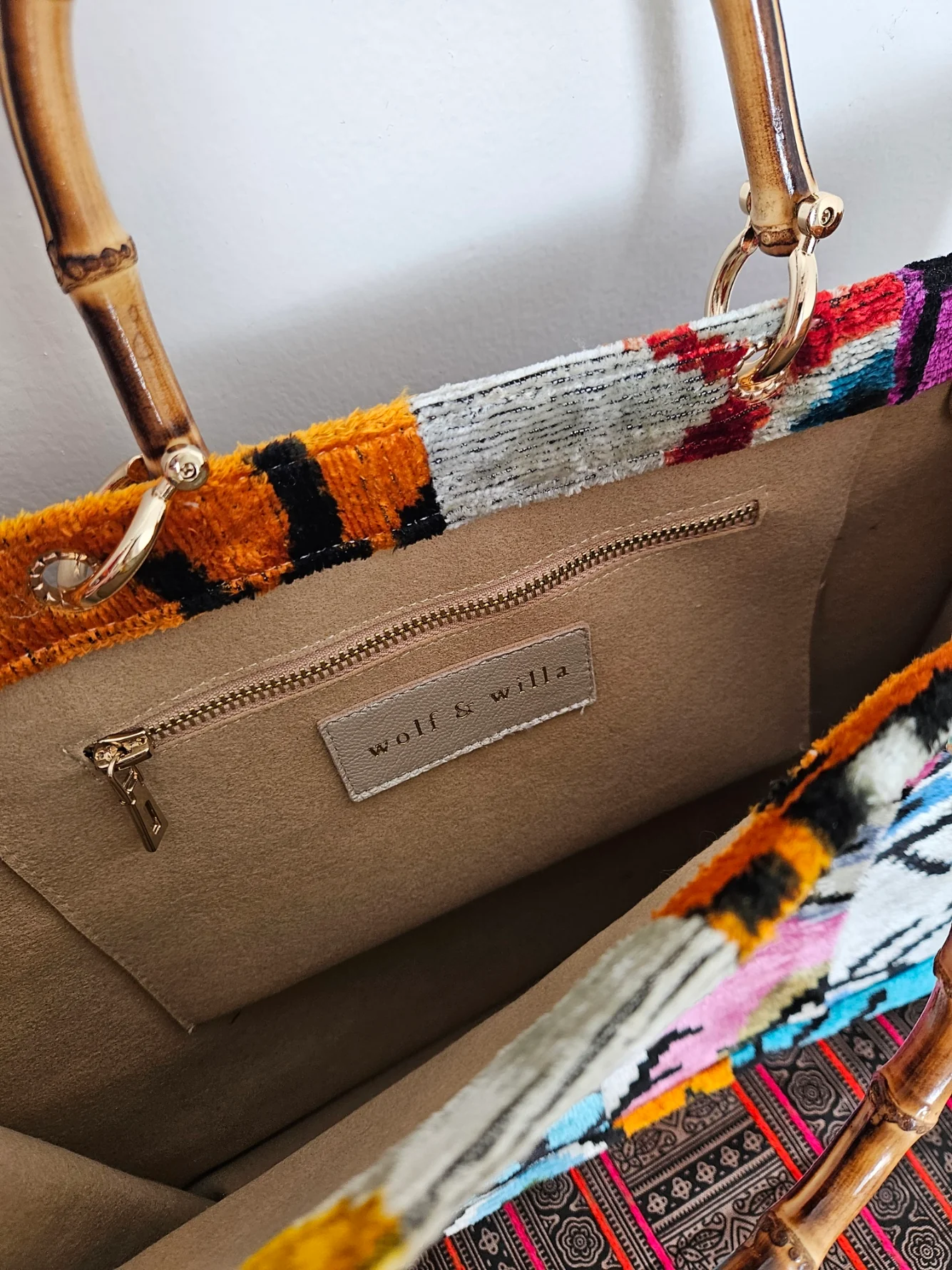 Velvet Patchwork Tote Bag - Image 3